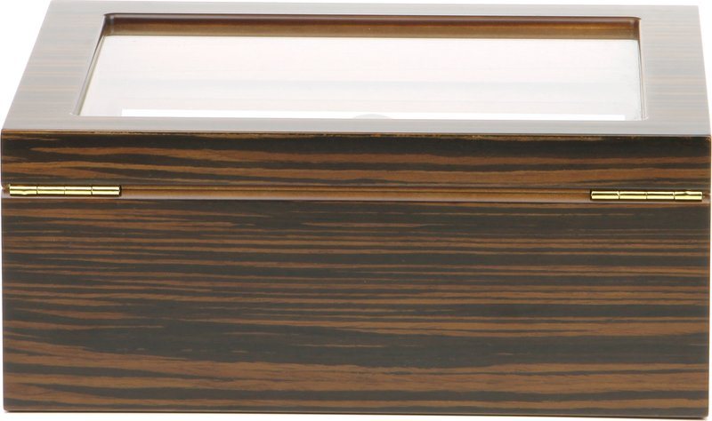 καφέ ξύλινος υγραντήρας πούρων με τζάμι