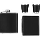 angelo μεταλλικό φλασκί με δερμάτινη επένδυση