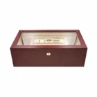 humidor υγραντήρας πούρων καφέ χρώμα για 150 πούρα με τζάμι ξύλινος