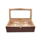 humidor υγραντήρας πούρων καφέ χρώμα για 150 πούρα με τζάμι ξύλινος