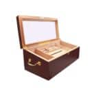 humidor υγραντήρας πούρων καφέ χρώμα για 150 πούρα με τζάμι ξύλινος