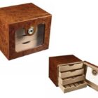 ξύλινος υγραντήρας πούρων, καφέ