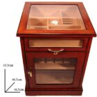 humidor ξύλινος υγραντήρας καφέ με τζάμι και ράφια
