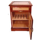 humidor ξύλινος υγραντήρας καφέ με τζάμι και ράφια
