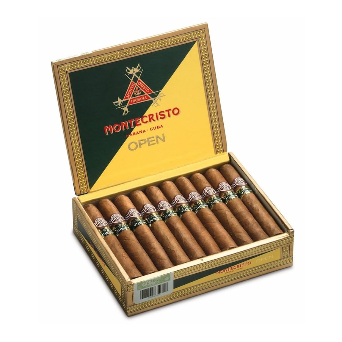 πούρα σε πράσινο-κίτρινο κουτί πούρων, MONTECRISTO OPEN - Junior πούρο
