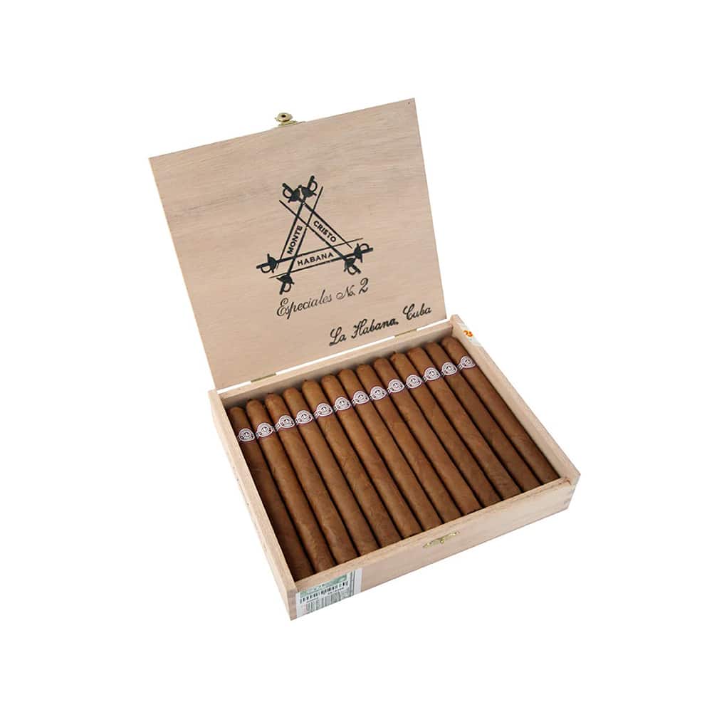Εspeciales No2 πούρο Μοντεκρίστο μήκος 152 χιλιοστά και διάμετρος 38 χιλιοστά Κουβανέζικο πούρα μέσα στο ξύλινο κουτί τους