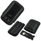 μαύρη δερμάτινη πουροθήκη μαζί με πουροκόφτη