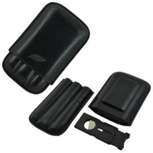 μαύρη δερμάτινη πουροθήκη μαζί με πουροκόφτη