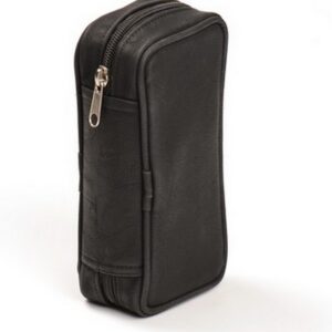 δερμάτινη μαύρη θήκη καπνού για 2 πίπες