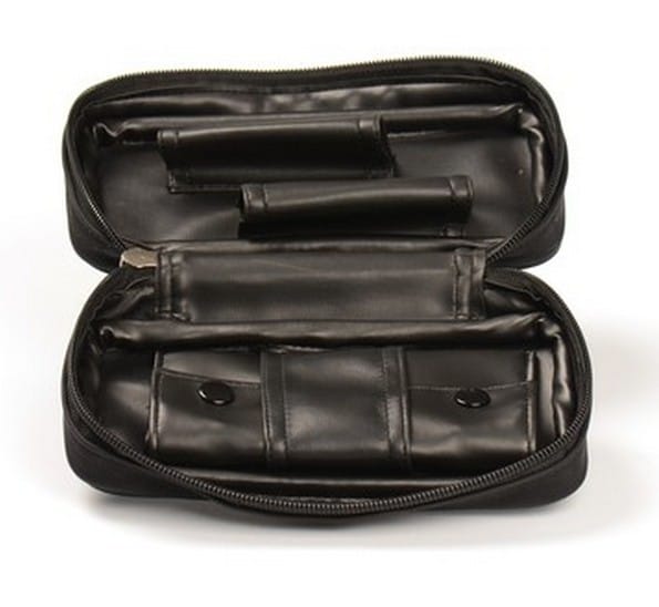 δερμάτινη μαύρη θήκη καπνού για 2 πίπες