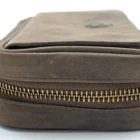 Peat Pipe Bag 2 δερμάτινη θήκη πίπας καπνού, με φερμουάρ, καφέ χρώμα