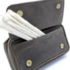 Peat Pipe Bag 2 δερμάτινη θήκη πίπας καπνού, με φερμουάρ, καφέ χρώμα