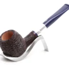 πίπα καπνού eleganza 207 brownblast της savinelli, καφέ, ξύλινη, ρουστίκ, με μπλε επιστόμιο