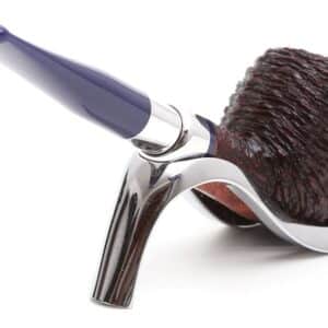 πίπα καπνού eleganza 207 brownblast της savinelli, καφέ, ξύλινη, ρουστίκ, με μπλε επιστόμιο