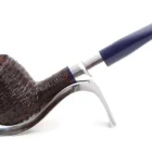 πίπα καπνού eleganza 207 brownblast της savinelli, καφέ, ξύλινη, ρουστίκ, με μπλε επιστόμιο