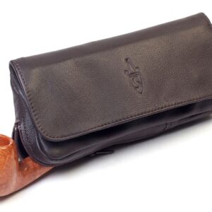 καφέ δερμάτινη θήκη πίπας savinelli nero