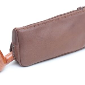 καφέ δερμάτινη θήκη πίπας savinelli nero