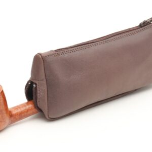 καφέ δερμάτινη θήκη πίπας savinelli nero