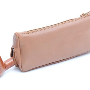 καφέ δερμάτινη θήκη πίπας savinelli nero