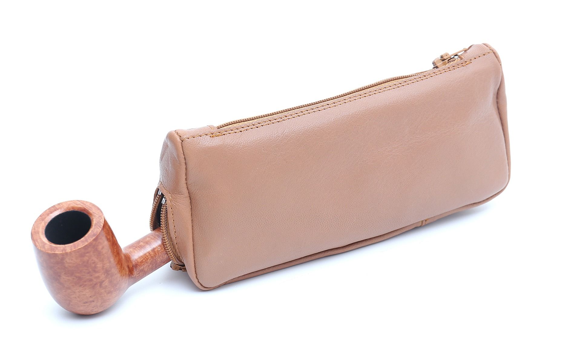 καφέ δερμάτινη θήκη πίπας savinelli nero