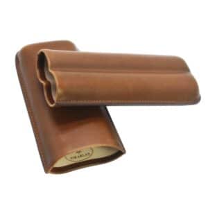 Καφέ Δερμάτινη Πουροθήκη για 2 Πούρα θήκη πούρων