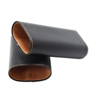 μαύρη δερμάτινη πουροθήκη για 2 πούρα