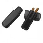 μαύρη δερμάτινη πουροθήκη για 2 πούρα