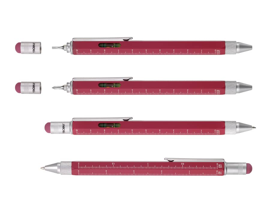 στυλό με χάρακα, κόκκινο