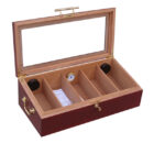 ξύλινος καφέ υγραντήρας πούρων με τζάμι