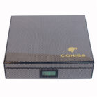 cohiba ξύλινος μαύρος υγραντήρας πούρων με τζάμι