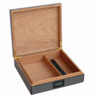 ξύλινος μαύρος υγραντήρας πούρων με τζάμι