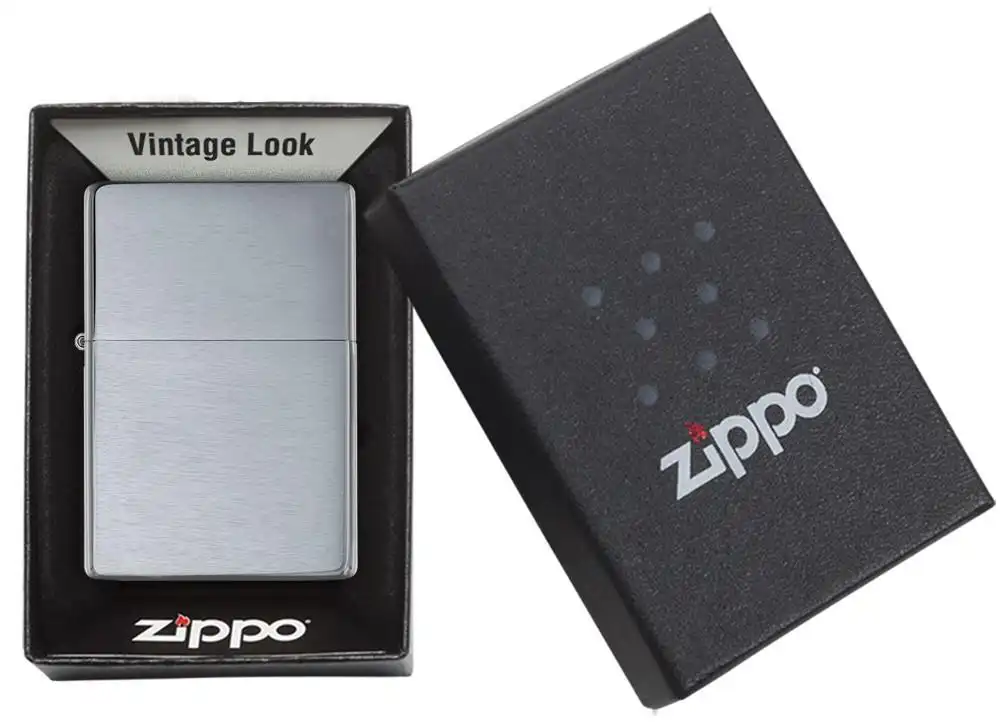zippo αναπτήρας brushed chrome vintage