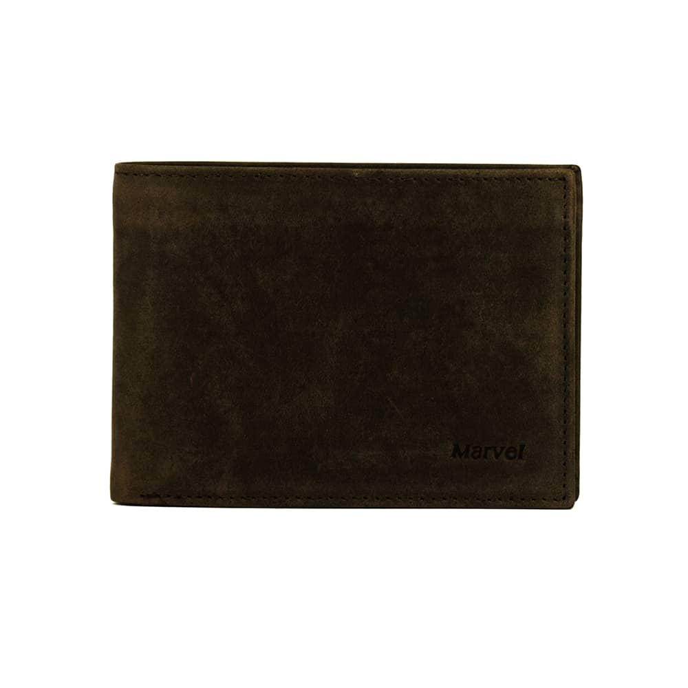 MARVEL – Dark Brown Swede Leather Wallet (498004) πορτοφόλι Dark Brown Swede Leather Wallet (498004), καφέ δερμάτινο πορτοφόλι