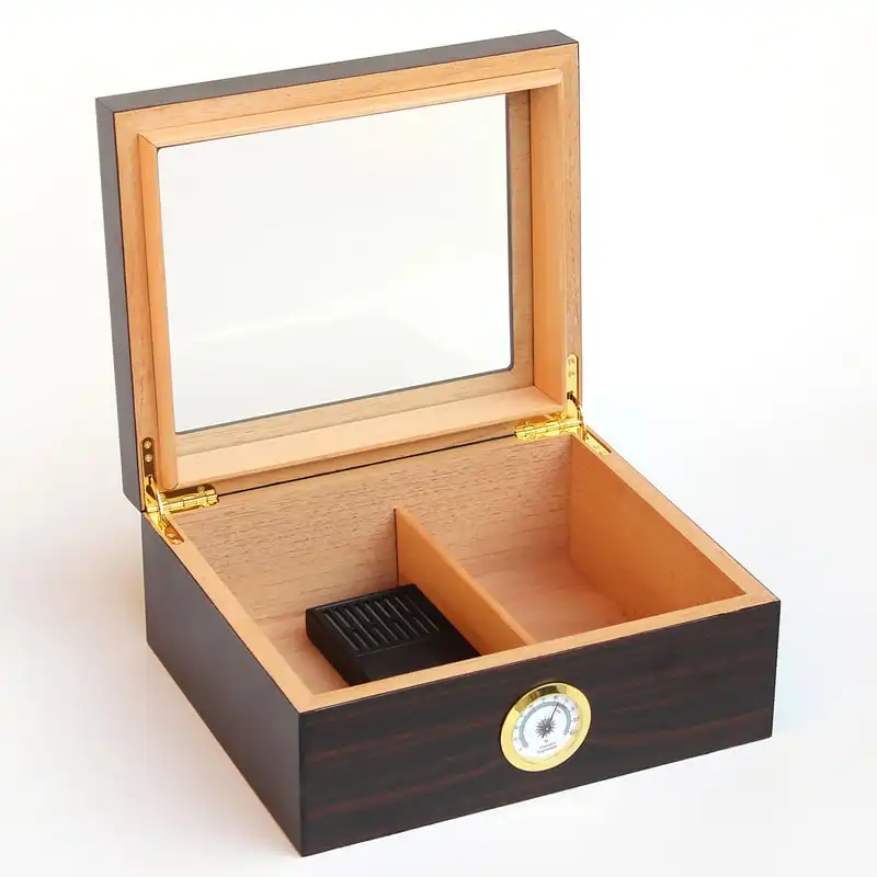 Wooden Humidor Brown For 30-40 Cigars with Glass (1102-E)