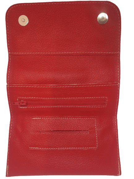 Ontario Red No.4 PU Leather Tobacco Pouch (1881), κόκκινη δερμάτινη θήκη καπνού, με φερμουάρ