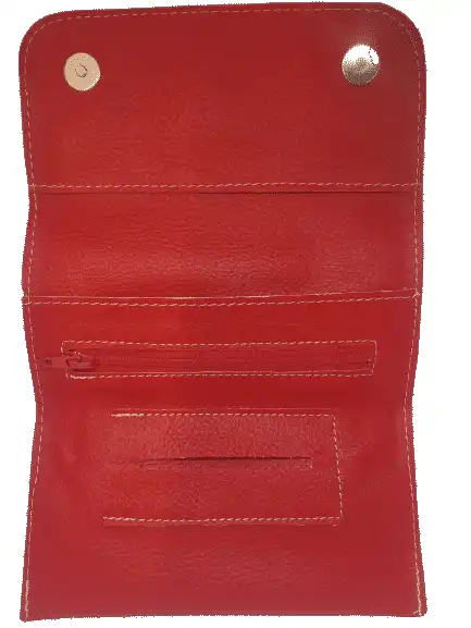 Ontario Red No.4 PU Leather Tobacco Pouch (1881), κόκκινη δερμάτινη θήκη καπνού, με φερμουάρ