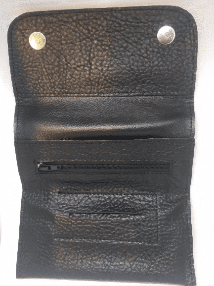 Orlando Black PU Leather Tobacco Pouch (2336), μαύρη δερμάτινη θήκη καπνού με φερμούαρ