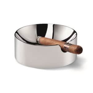 Scala Metal Ashtray for Cigar Chrome (123174), τάσι πούρου μεταλλικό, χρωμιομένο, γυαλισμένο, με ένα πούρο μέσα