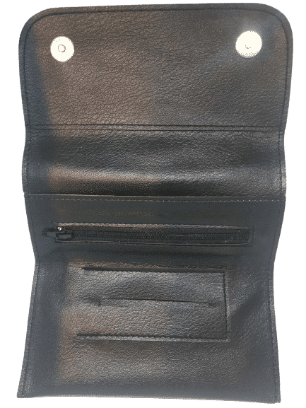 Sheep White PU Leather Tobacco Pouch (3270), μαύρη δερμάτινη θήκη καπνού, με φερμουάρ