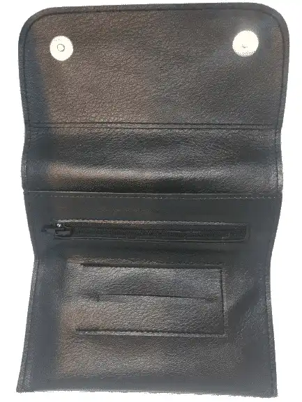 Sheep White PU Leather Tobacco Pouch (3270), μαύρη δερμάτινη θήκη καπνού, με φερμουάρ