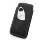 SIKARLAN – Black Leather Case With Metallic Cigar Cutter for 3 Cigars Ring 50 (4054)