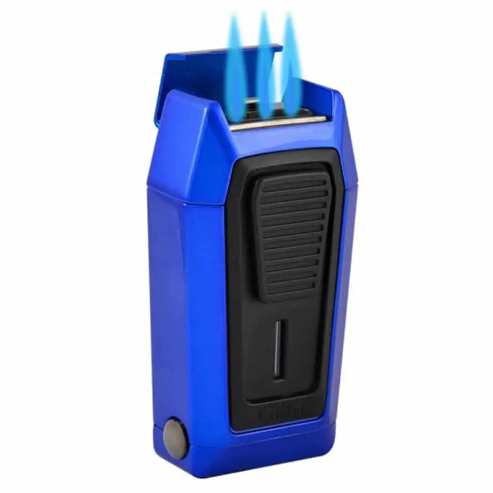 Gotham quantum αναπτήρας πούρου τριπλός jet με vcut blue, αντιανεμικός, επαναγεμιζόμενος, βουτανίου, μπλε χρώμα, με ενσωματωμένο πουροκόπτη