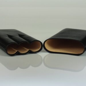 Smooth black 3 robustos πουροθήκη για τρία πούρα ρομπούστο, μαύρη, δερμάτινη