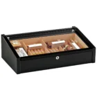 Vega Deluxe Black Cigar Humidor υγραντήρας για 75 πούρα. μαύρο χρώμα, με τζάμι