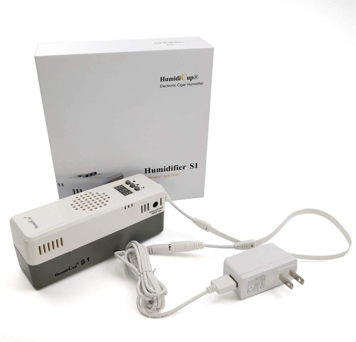 S1 Electronic Cigar Humidifier ηλεκτρονικός υγραντήρας, λευκού χρώματος, με πρίζα