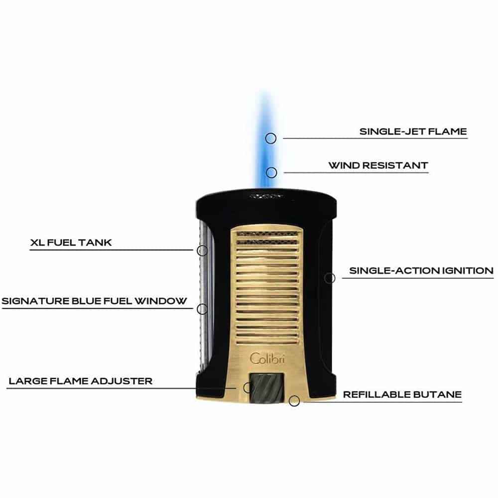 COLIBRI - Αναπτήρας Daytona Single-jet Flame Black-Gold LI770T16, αντιανεμικός