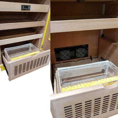 Υγραντήρας Πούρων Cabinet για 300 πούρα κίτρινος με τζάμι