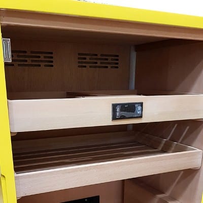 Υγραντήρας Πούρων Cabinet για 300 πούρα κίτρινος με τζάμι