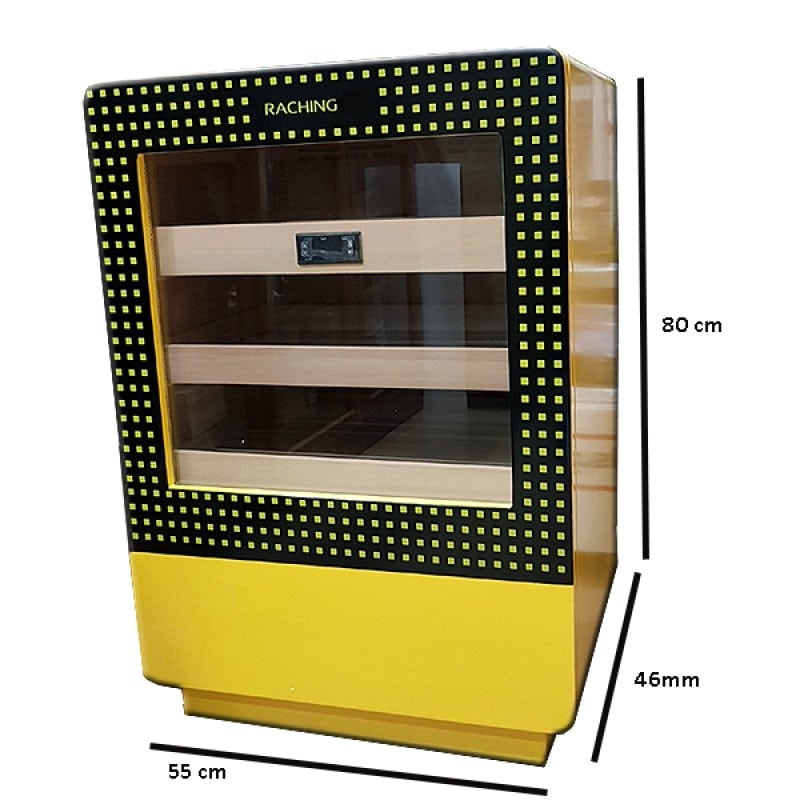 Υγραντήρας Πούρων Cabinet για 300 πούρα κίτρινος με τζάμι