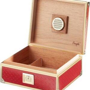 Υγραντήρας / Humidor για 30-50 πούρα Κόκκινος μεταλλικός ανοιχτό καπάκι